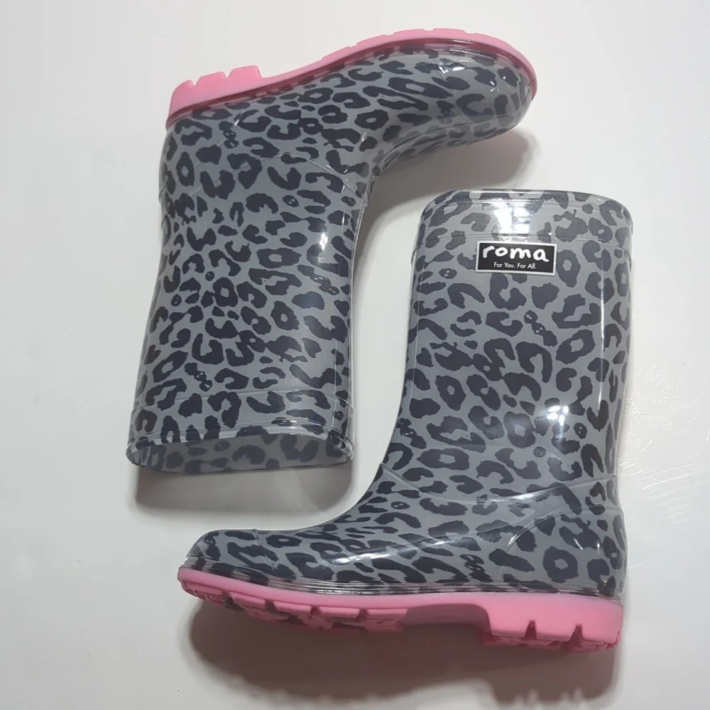 Roma Abel Kid's Leopard Print Rain Boots Size 13
